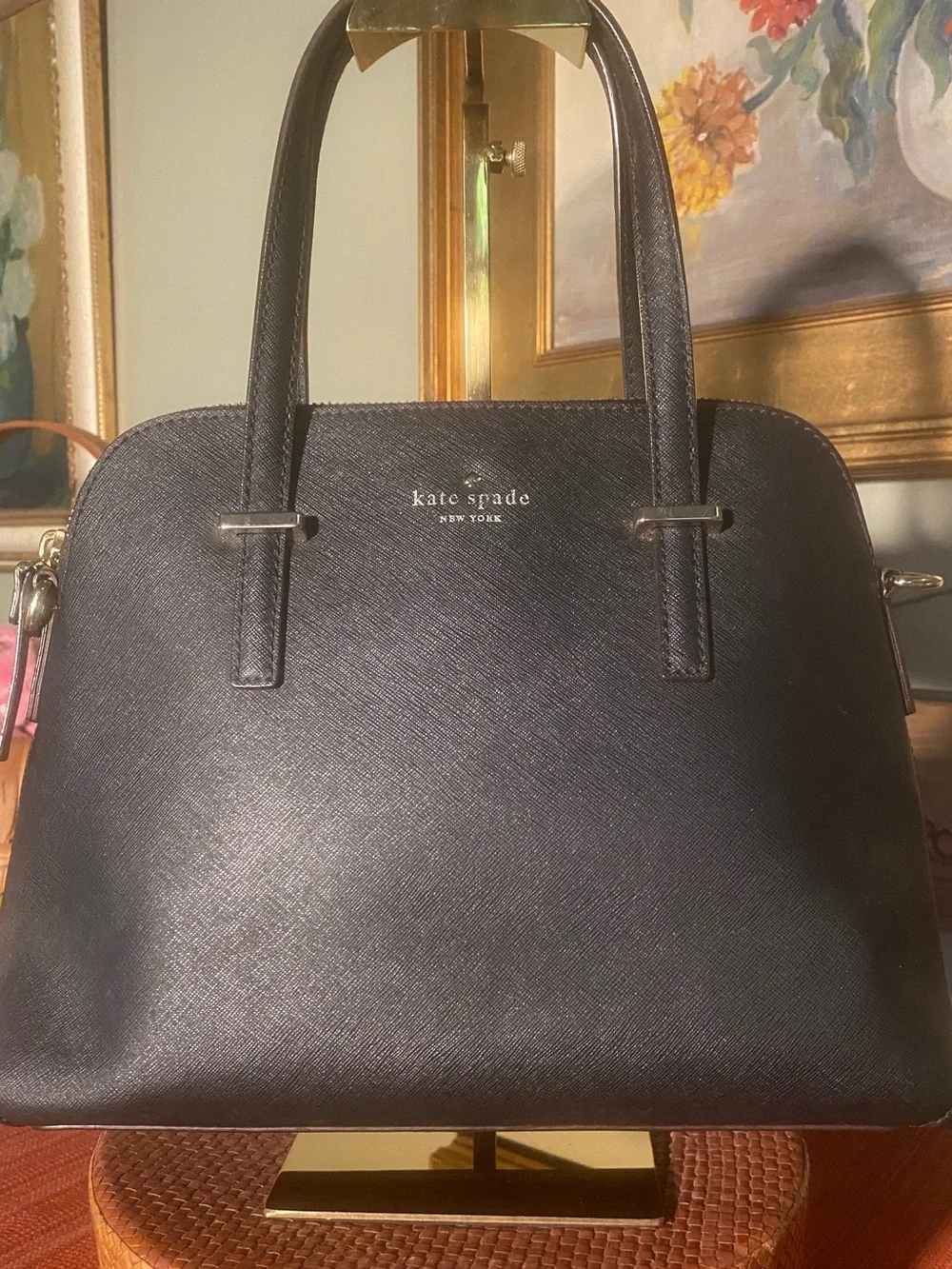 Kate Spade NY Cedar Street Maise satchel shoulder handbag cross stitch leather